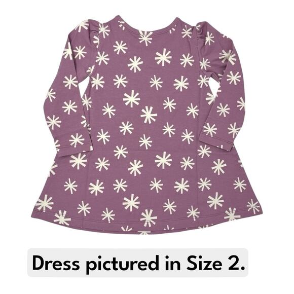 Holiday Long Sleeve Swing Dress. “Snowflakes on Orchid Haze.” Size 4. - Picture 5 of 6